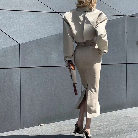 NWT HELSA Oversized Cropped Trench - Chino Khaki - Picture 2 of 14